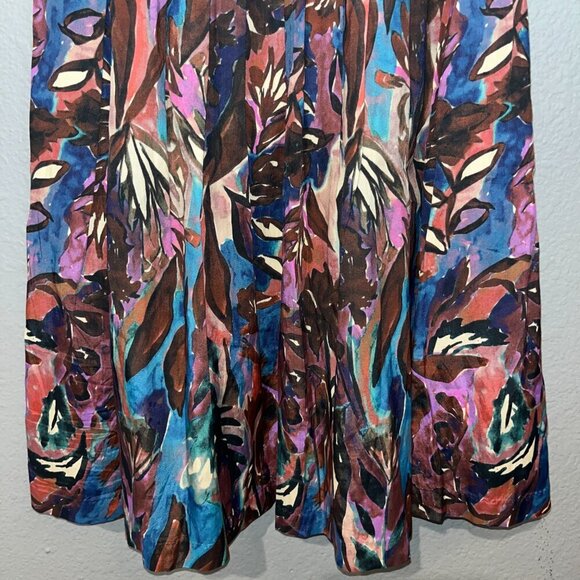 PERUVIAN CONNECTION SABIRA SKIRT Jewel Color Botanicals Pleated Full Pockets - 2 - Picture 3 of 10